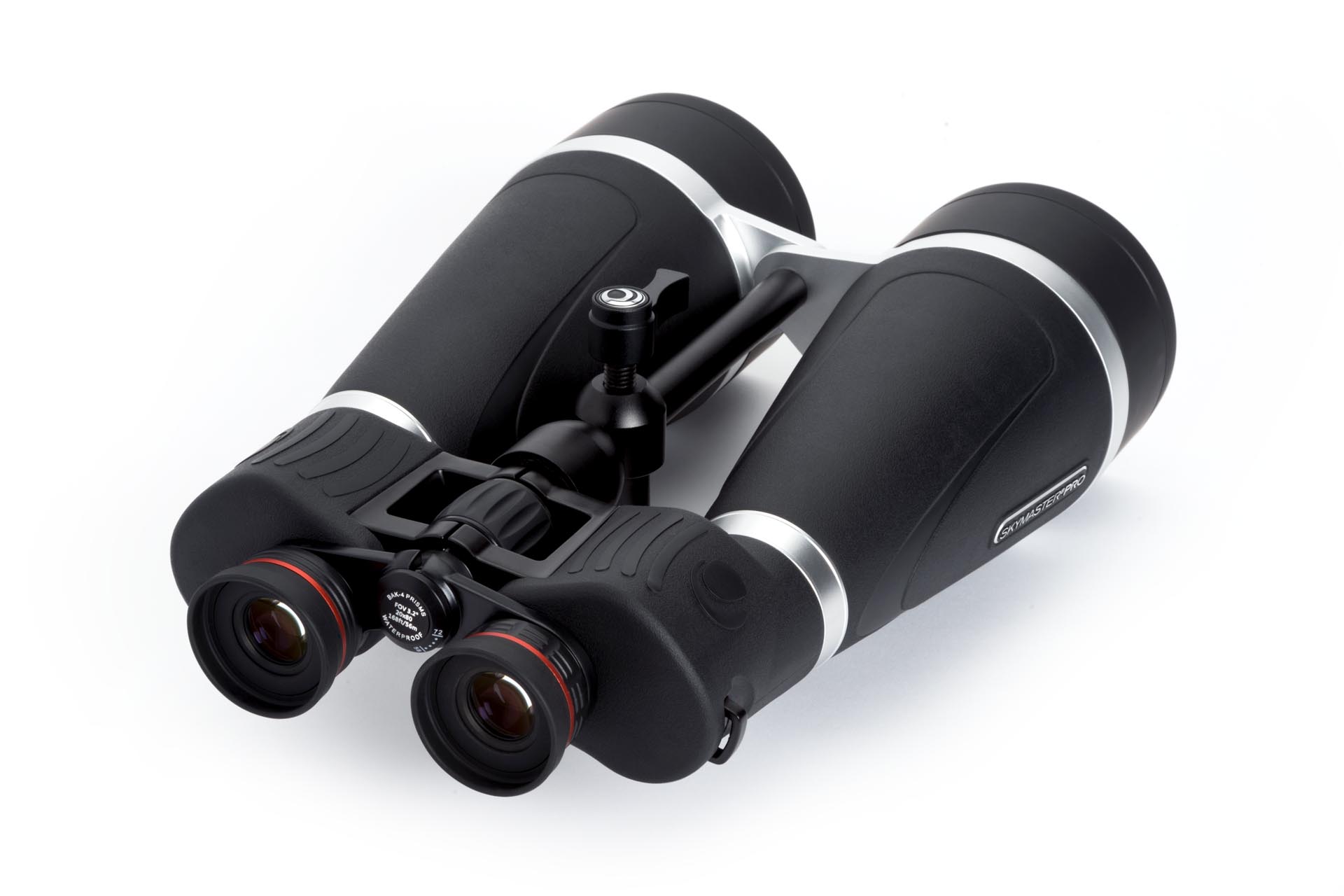  Binocolo gigante Celestron SkyMaster PRO 20×80 con corpo d'alluminio e policarbonato completamente impermeabile e riempito d'azoto, rivestito in gomma, ottiche acromatiche con trattamento multistrato XLT e rivestimento di fase. 