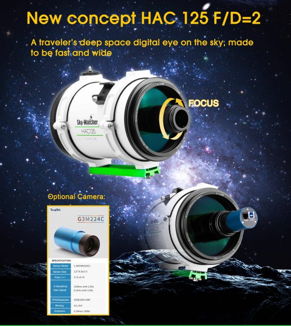  Sky-Watcher HAC125 f/2 con schema ottico Honders Advanced Catadioptric da 125mm di diametro e 250mm di lunghezza focale 